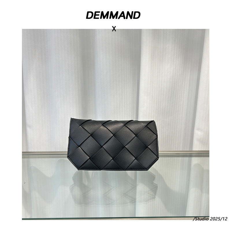 新款潮流真皮手工编织夹子包跨境肩带单肩斜挎厂家直销手机包