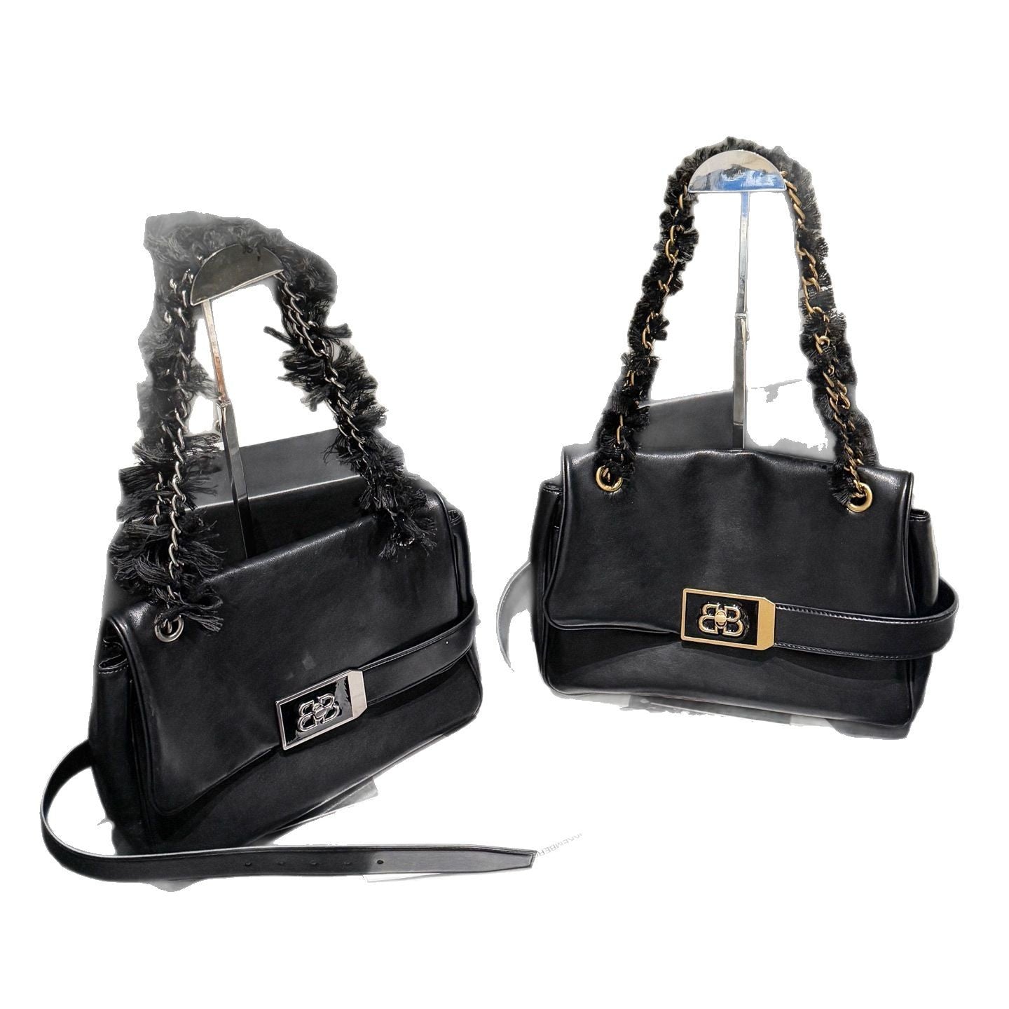 包包女2025新款上班通勤包B家魔都包黑色链条包大容量斜挎包真皮