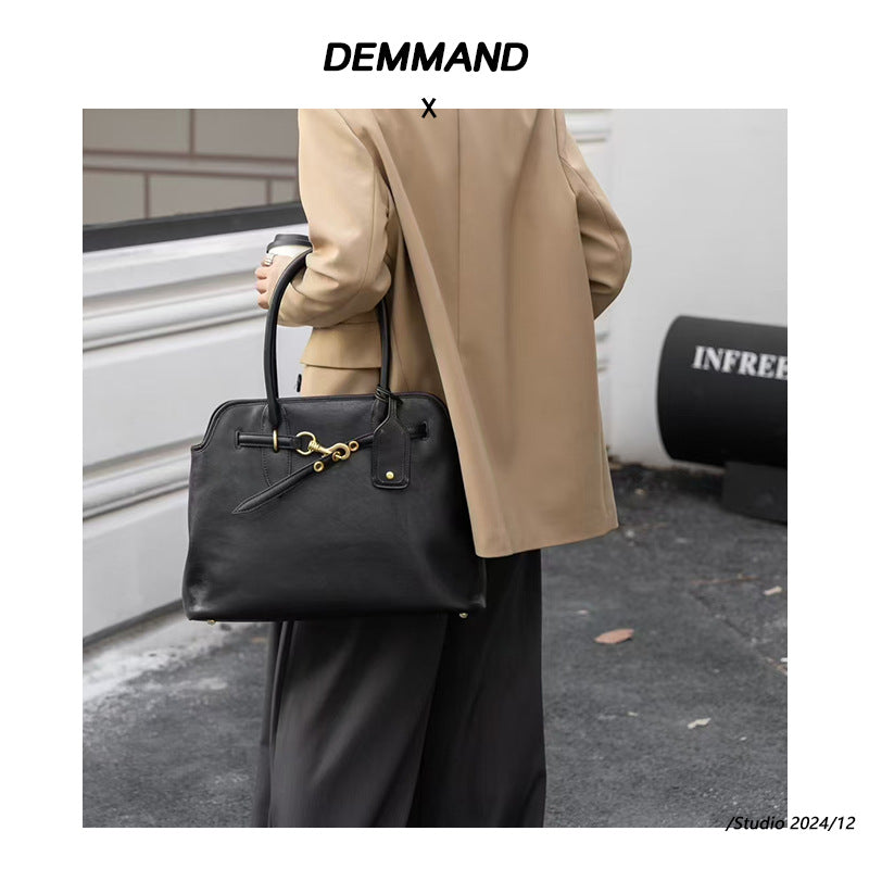 包包2024秋冬新款头层牛皮贝壳托特包大容量购物袋公文包腋下包包