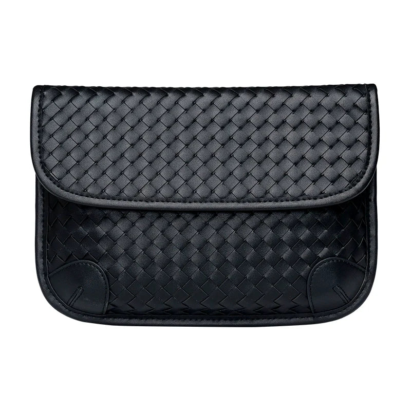 x&bv男士胸包真皮时尚小背包编织男包单肩包头层牛皮多功能斜挎包