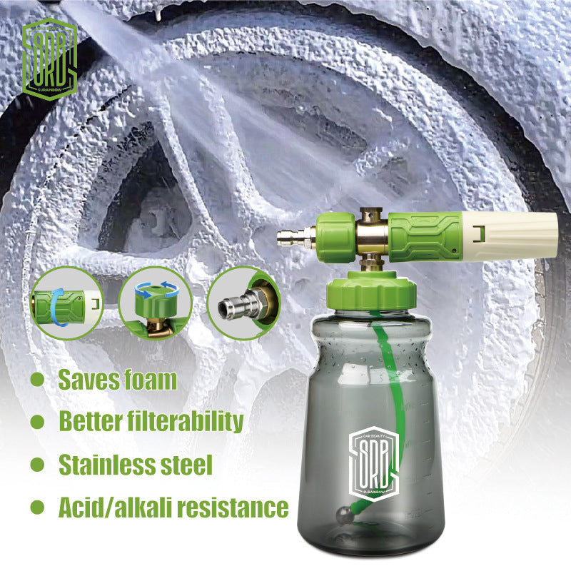 跨境专供高压洗车泡沫喷枪喷头透明壶发泡器pa泡沫喷壶洗车神器