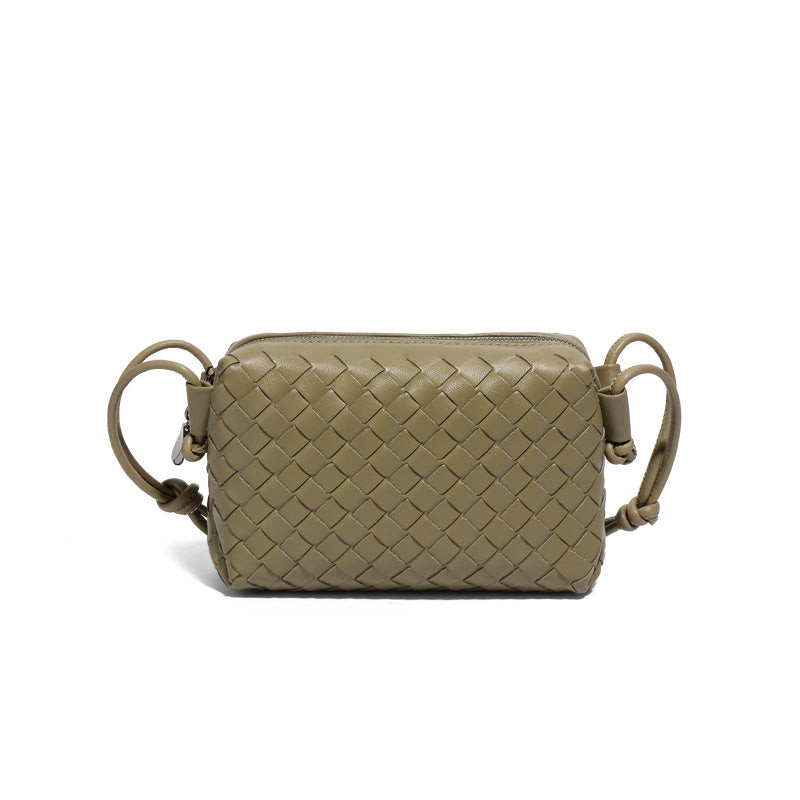 时尚跨境新品手工编织包包简约潮流单肩斜挎女包黑白棋盘格小方包