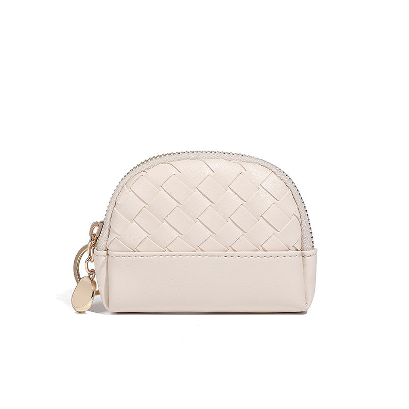 2025新款女包手工编织女钱包简约零钱包钱夹PU皮革小拉链化妆包包