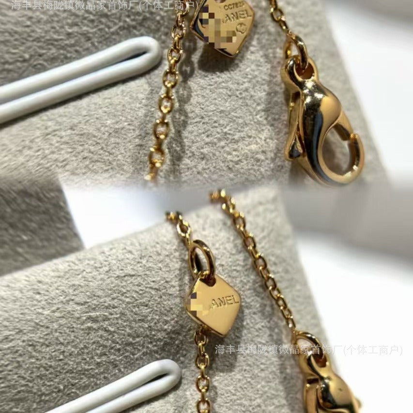 高版本coco菱格小金豆项链CNC精工版本S925银镀18K玫瑰金厂家直销