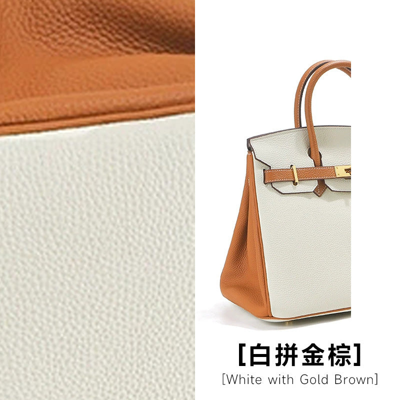 头层牛皮铂金包真皮女包大容量凯丽手提包女高级感通勤单肩斜挎包