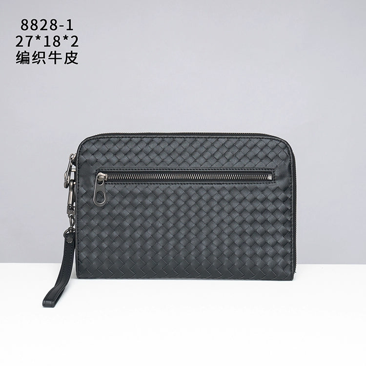 X&BV手拿包男真皮休闲大容量编织平板ipad包文件信封手包男商务潮