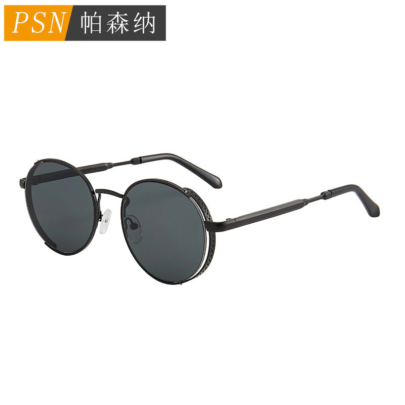 欧美个性蒸汽朋克太阳镜圆框潮流女士墨镜9G12金属框树脂太阳眼镜