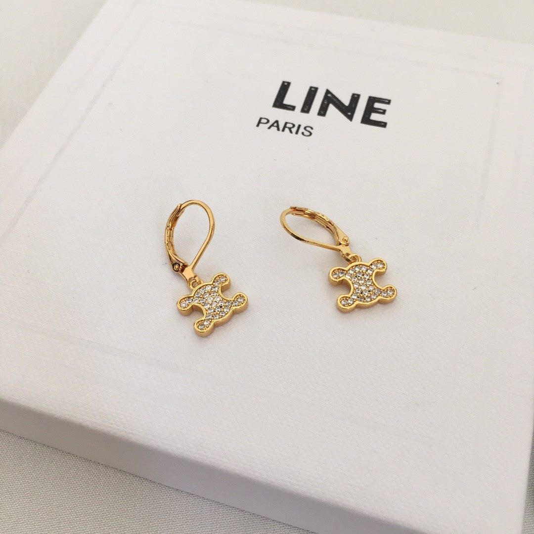 赛林22新款凯旋门满钻项链女耳环高级感气质几何形锁骨链