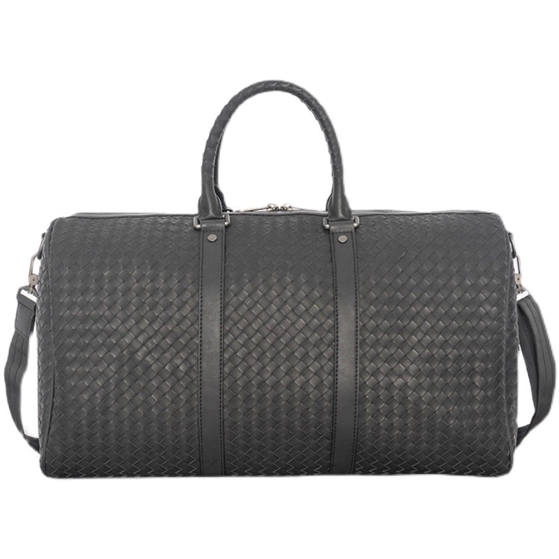 X&BV潮牌真皮男包旅行包单肩包斜挎包韩版大容量手提包背包男编织