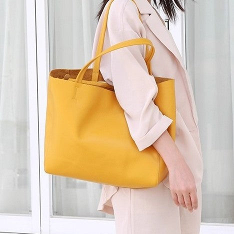 韩版大容量通勤包妈咪购物包牛皮简约真皮托特包单肩斜跨笔记本包