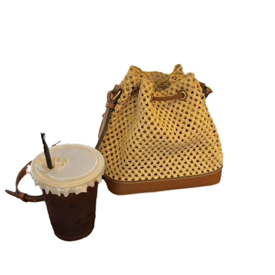 拉菲草编织水桶包包女大容量腋下包高级感手提菜篮子包单肩斜挎包