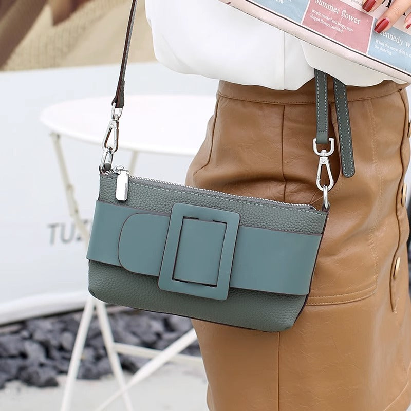 小众设计手提单肩腋下包togo头层牛皮法棍包真皮大方扣包一件代发