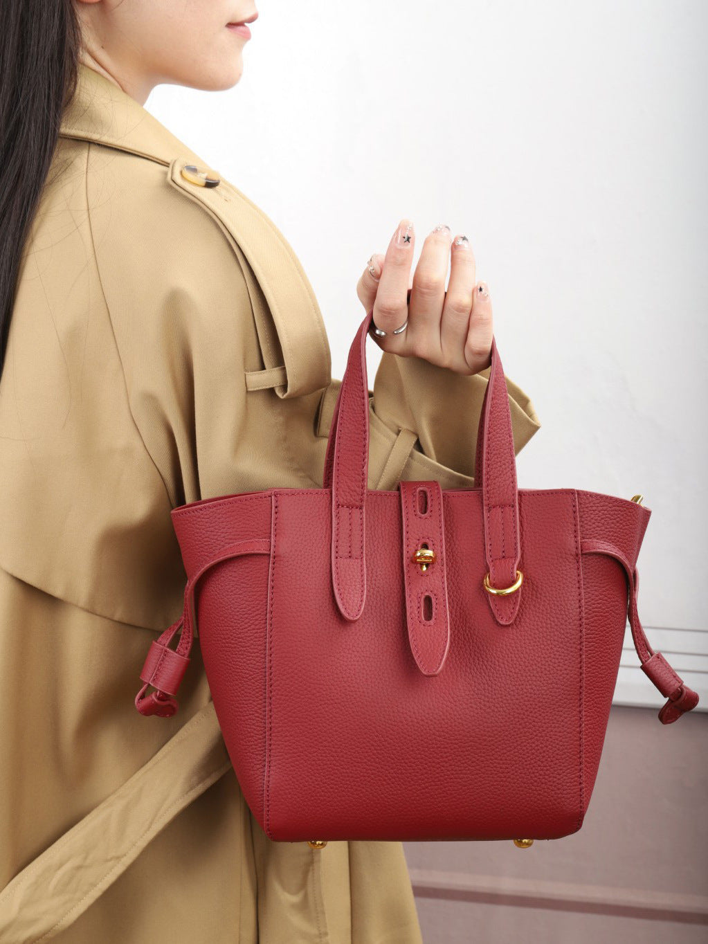 头层TOGO牛皮包包女2023新款大容量通勤单肩斜挎托特包外贸亚马逊