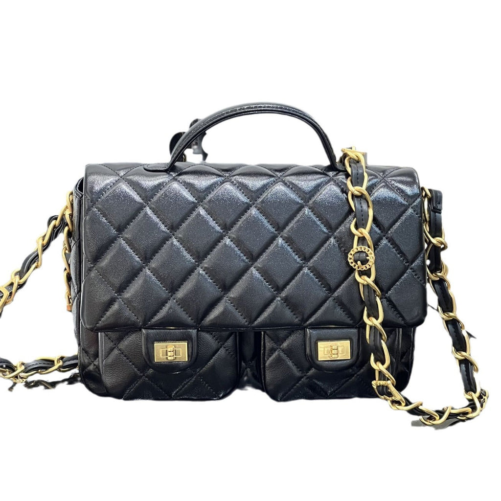 2024新款小香风复古气质邮差包通勤大容量实用链条手提斜跨包女