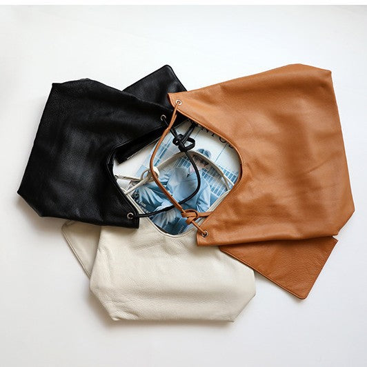 韩版潮慵懒简约头层牛皮大容量腋下包柔软通勤百搭休闲托特包代发