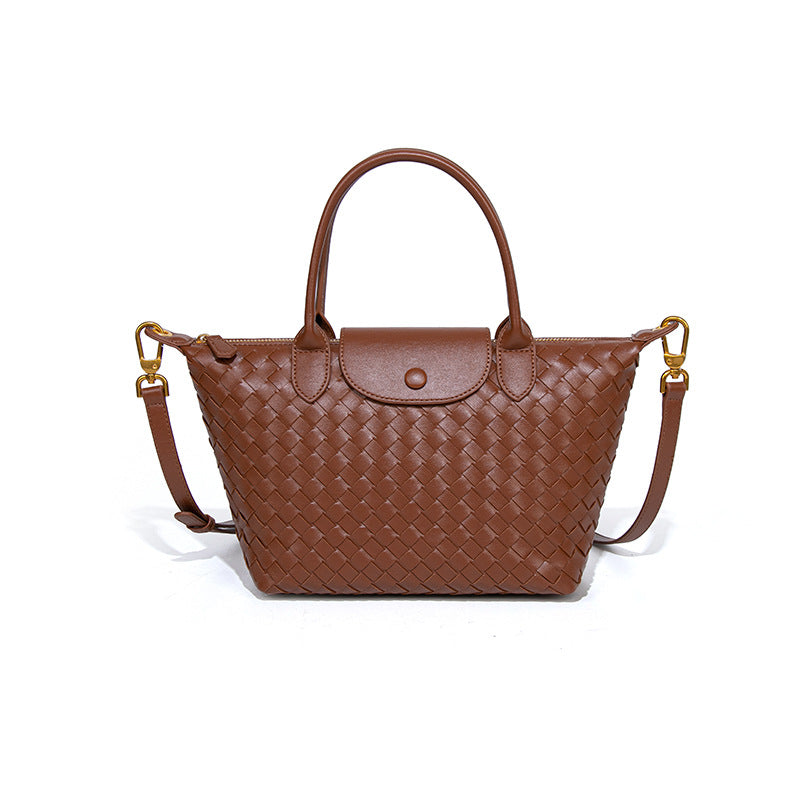 气质高级感手提女包时尚手工编织包纯色龙襄饺子包质感单肩斜跨包