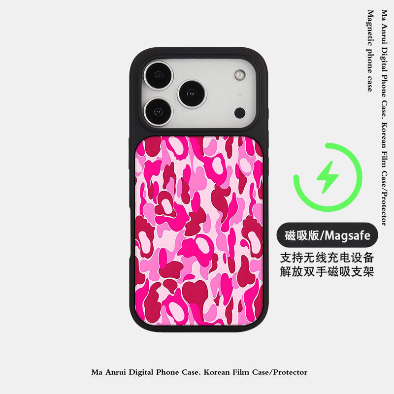 外贸跨境迷彩潮玩适用苹果16pro晶瓷手机壳iPhone17亚克力PC防摔