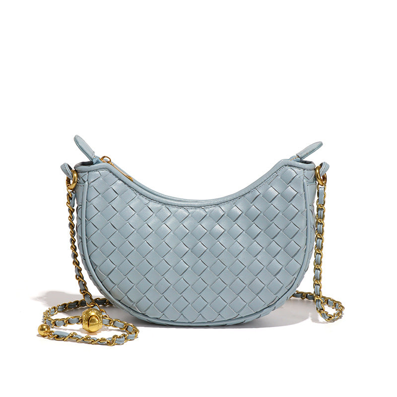 女包2025设计感月牙包新潮编织单肩包马卡龙新月包休闲斜挎月亮包