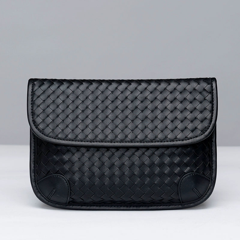 x&bv男士胸包真皮时尚小背包编织男包单肩包头层牛皮多功能斜挎包