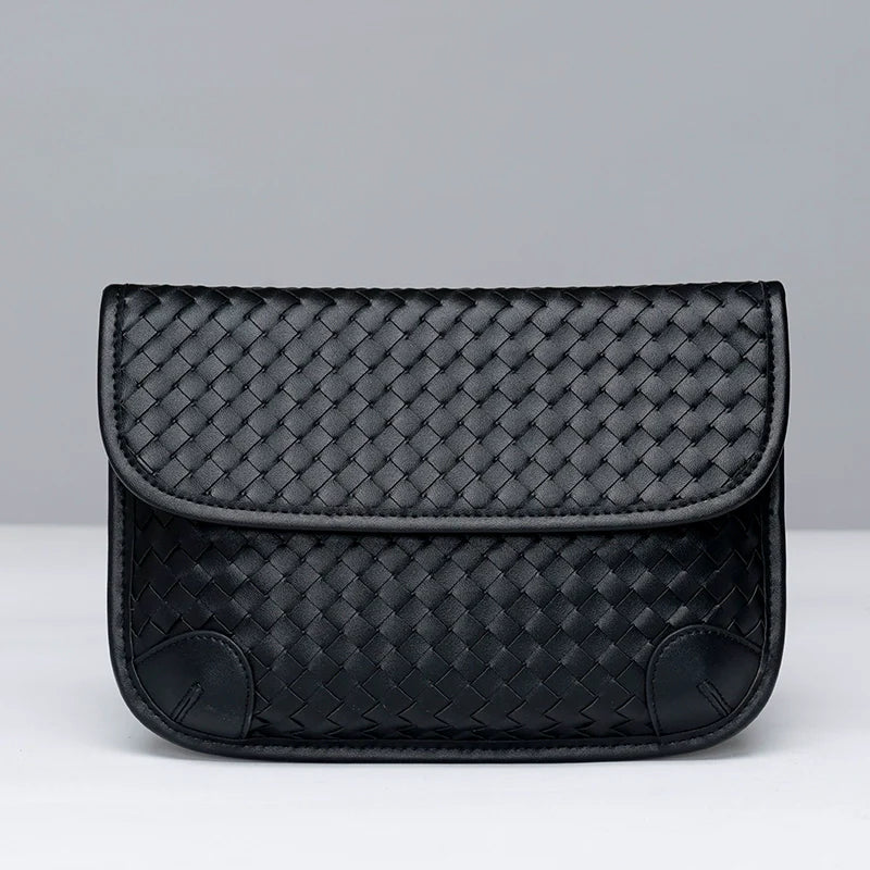 x&bv男士胸包真皮时尚小背包编织男包单肩包头层牛皮多功能斜挎包