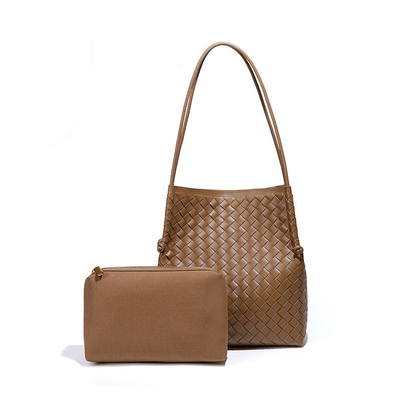 复古潮流大容量单肩腋下女包时尚手工编织包包韩版休闲子母托特包