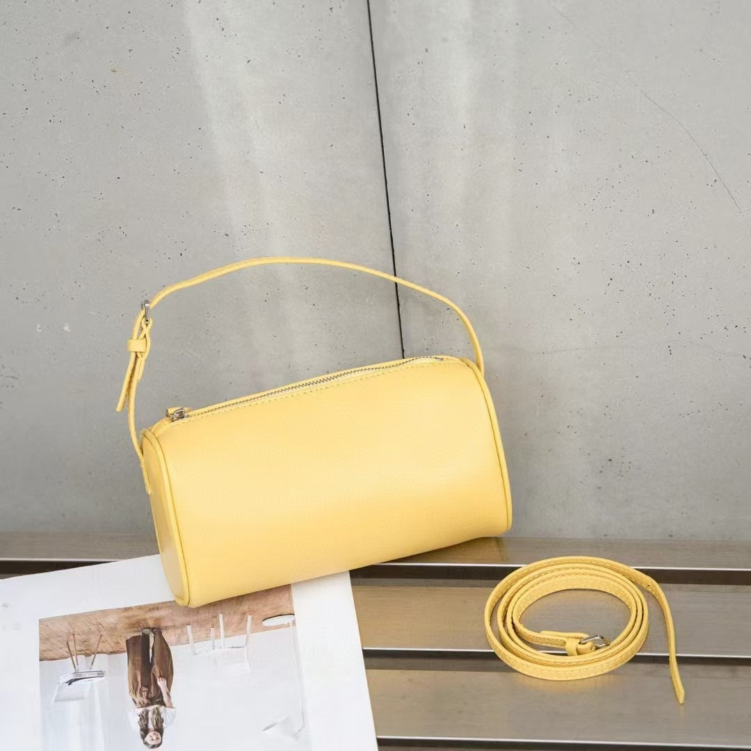 25秋冬90'S同款笔袋迷你小包圆筒笔袋包女士羊皮休闲百搭手提包