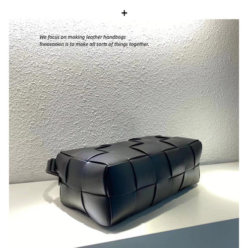 2023新款黑色编织包女腋下斜挎时尚百搭手提枕头包真皮单肩包轻便