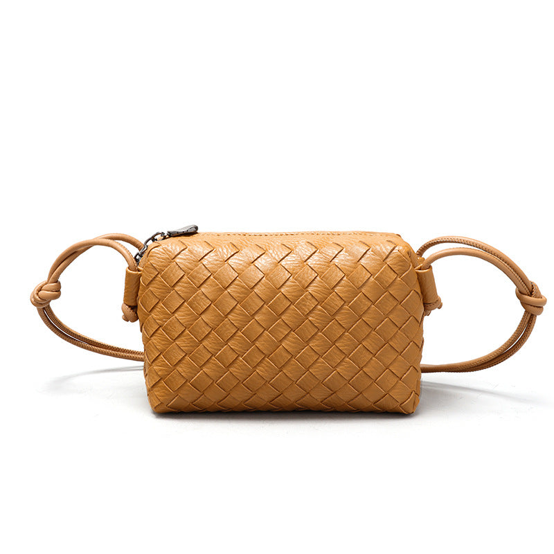 夏季新款马卡龙小巧手工编织批发女包简约纯色时尚百搭斜挎小方包