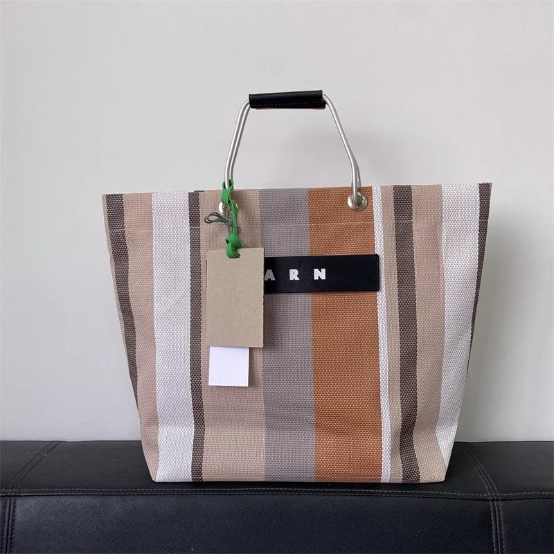 出口日韩MAR编织款铝制手提男女大容量休闲购物袋手提tote 托特包