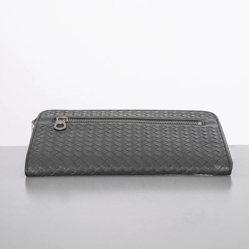 X&BV真皮男士手包商务休闲大容量信封包编织新款夹包潮牌手拿包男