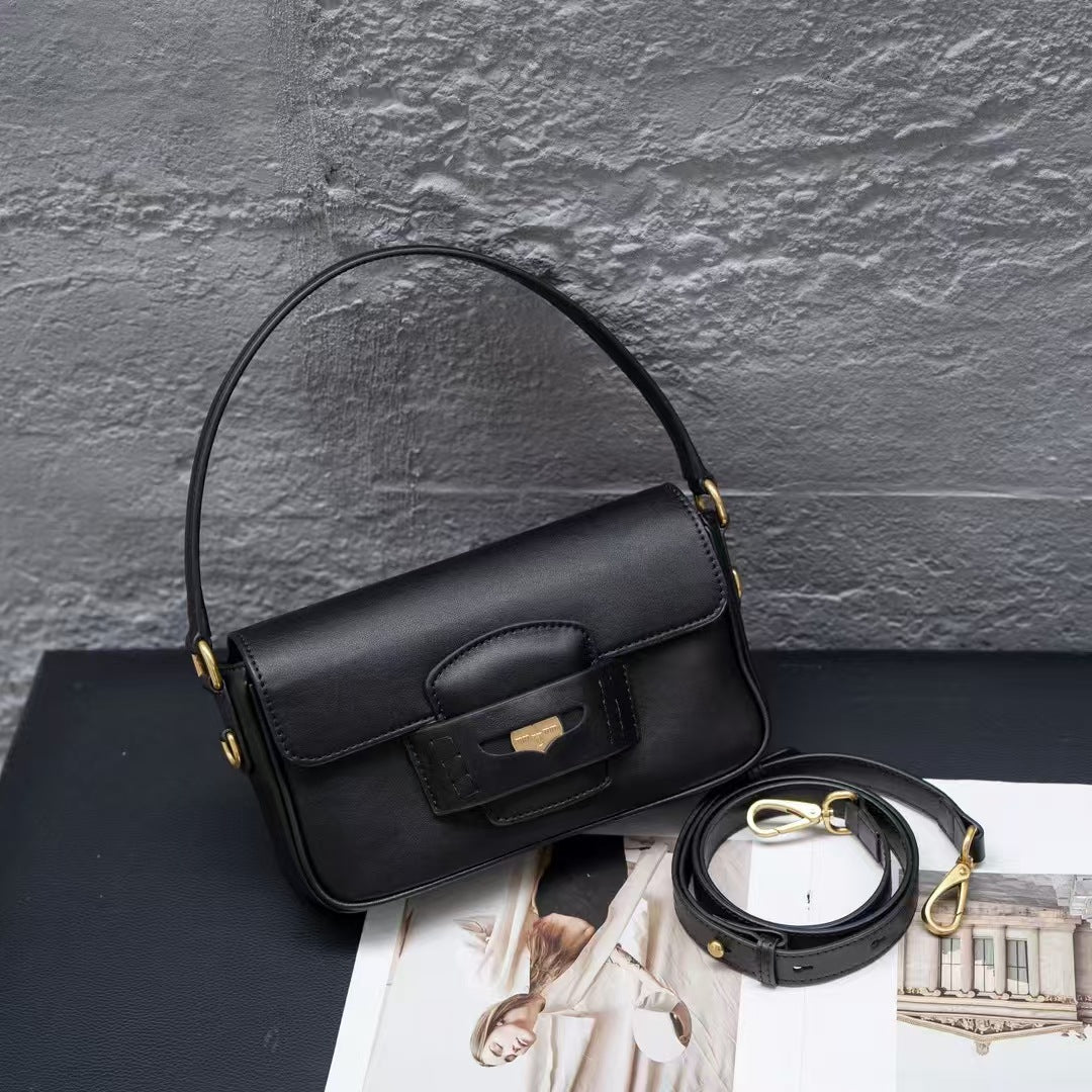 秋冬新款2024头层牛皮法棍包腋下包金币包小方包手提包单肩斜挎包