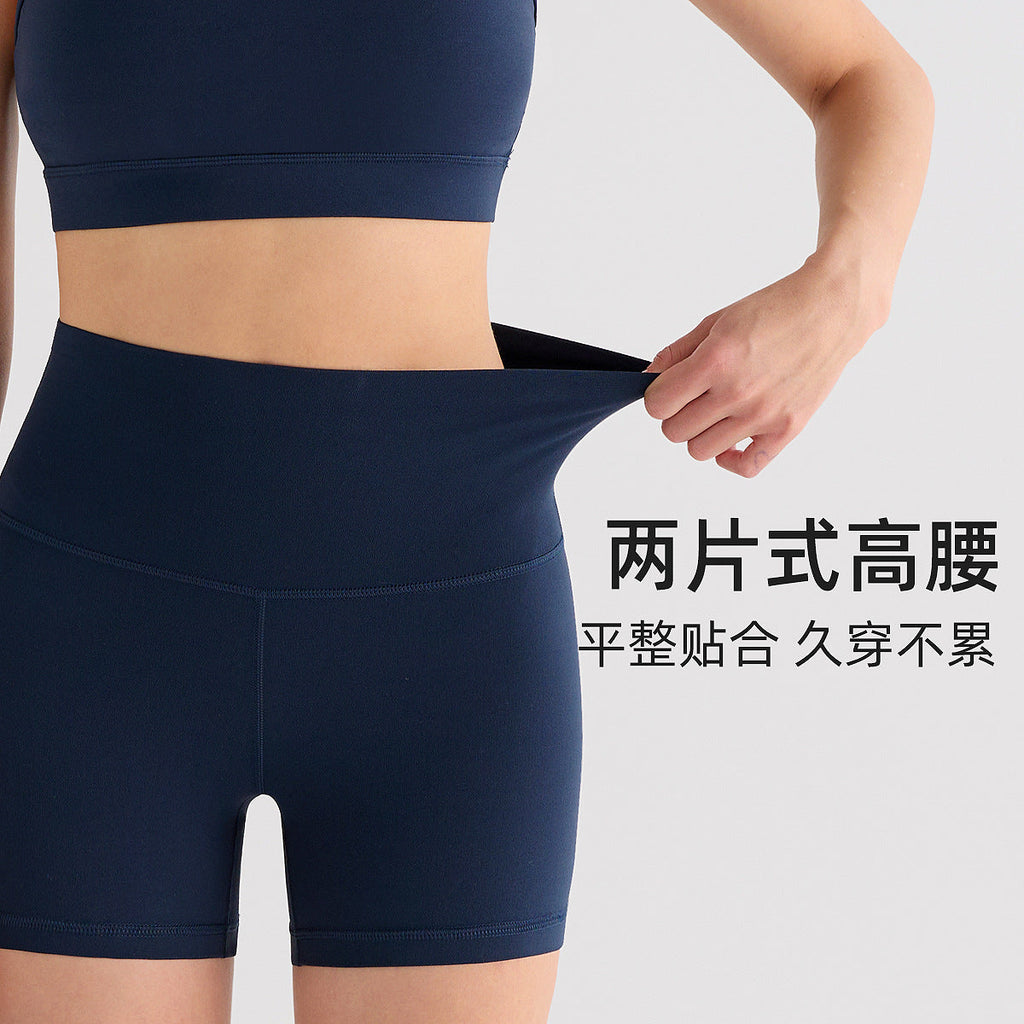 INFLACHI三分lulu瑜伽裤女磨毛高腰健身裤骑行短裤速干运动紧身裤