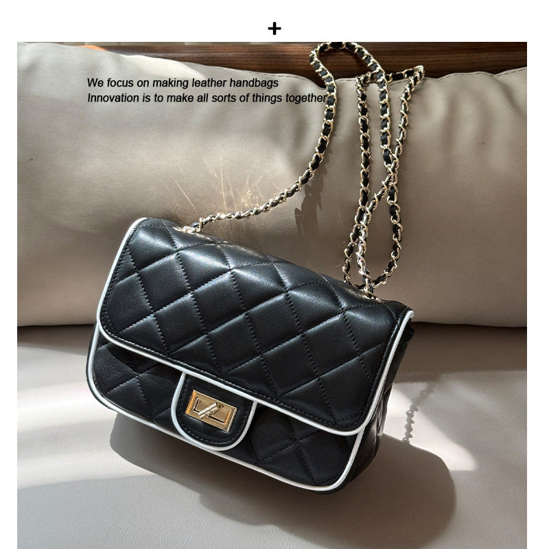 2025夏季新款菱格绣线单肩包小众百搭小香风链条包洋气小方包女包