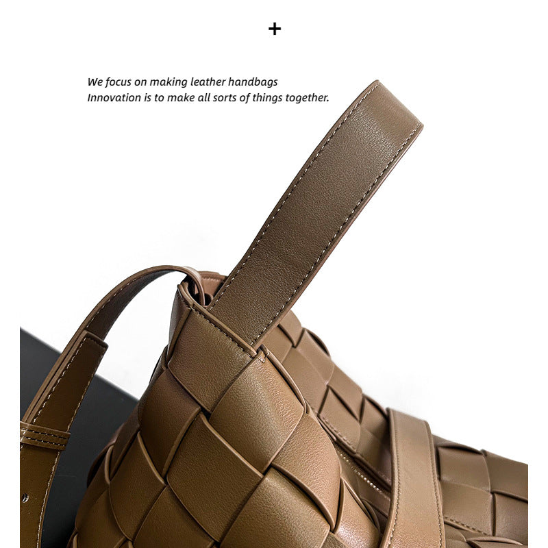 包包女包手工编织头层牛皮高档优雅时尚大容量通勤外出手提单肩包