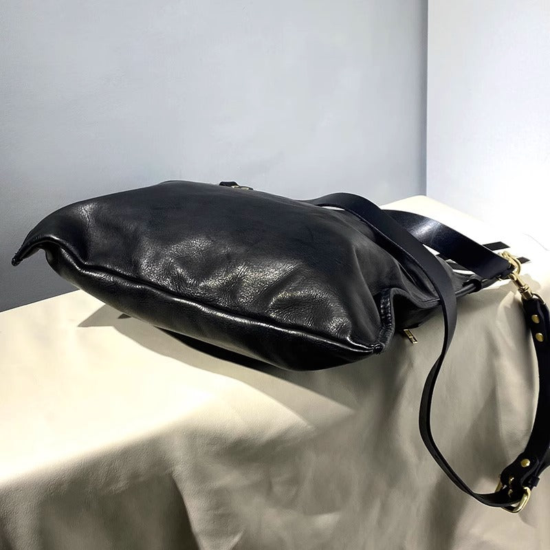 大容量简约ins风复古单肩托特斜挎包休闲头层植鞣牛皮男女包潮包