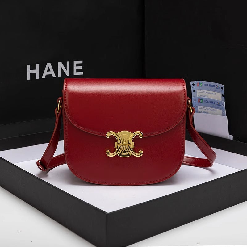 包包女2024新款高级感复古洋气真皮凯旋门豆腐包斜挎包半圆马鞍包