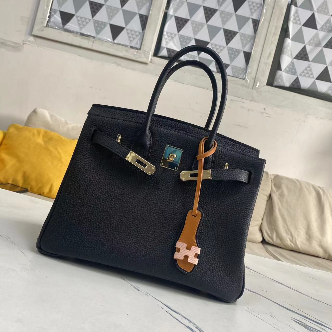 包包女荔枝纹牛皮铂金包头层牛皮凯莉包手提包BK25/30/35togo牛皮