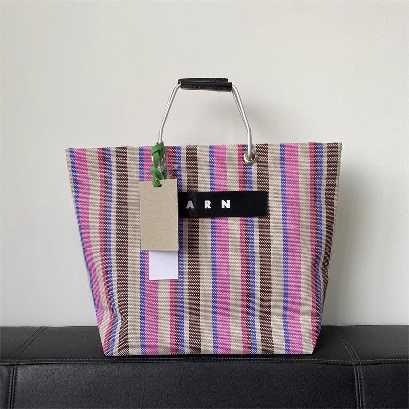 出口日韩MAR编织款铝制手提男女大容量休闲购物袋手提tote 托特包