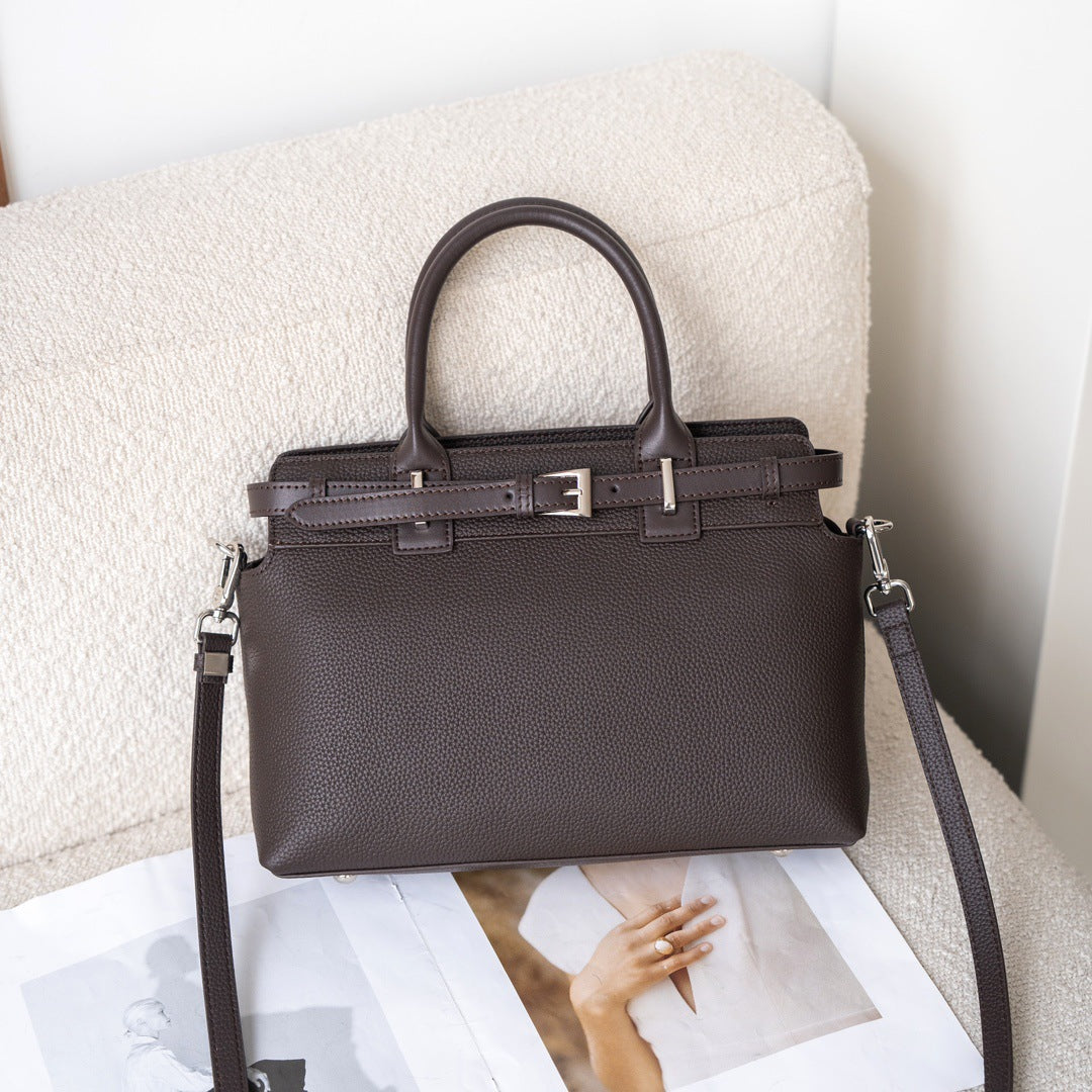 真皮女包韩版时尚百搭头层牛皮女手提单肩实用气质托特包一件代发