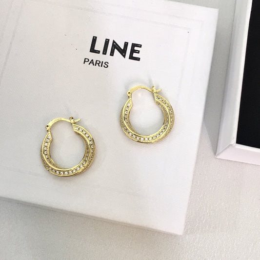 赛家2021新款耳环CEL满钻扭扭曲女欧美法式水晶耳钉镶钻圆圈耳圈