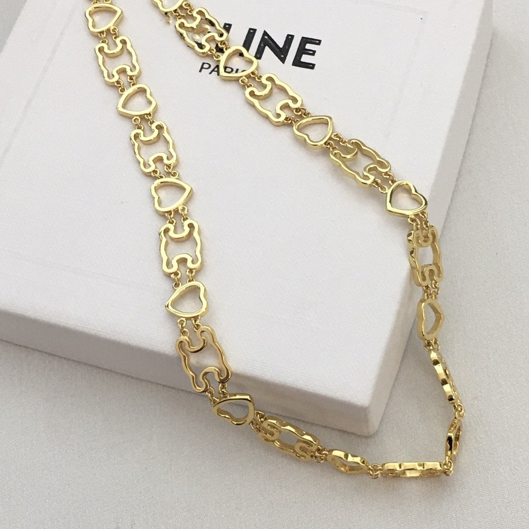 CELI风22新款520凯旋门心形项链女高级感光面气质镂空COKER锁骨链