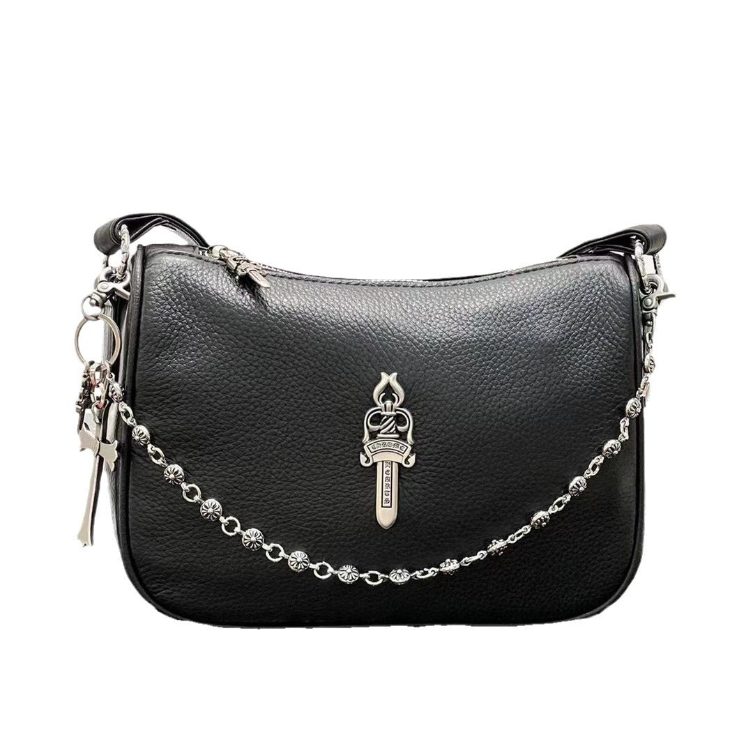 2024春季真皮鸡块包宝剑十字架链条小众腋下包个性时尚单肩包包女