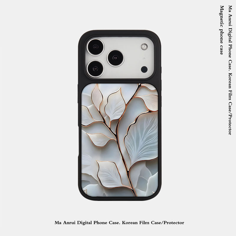 外贸跨境花朵适用苹果16pro晶瓷手机壳iPhone17亚克力PC磨砂防摔