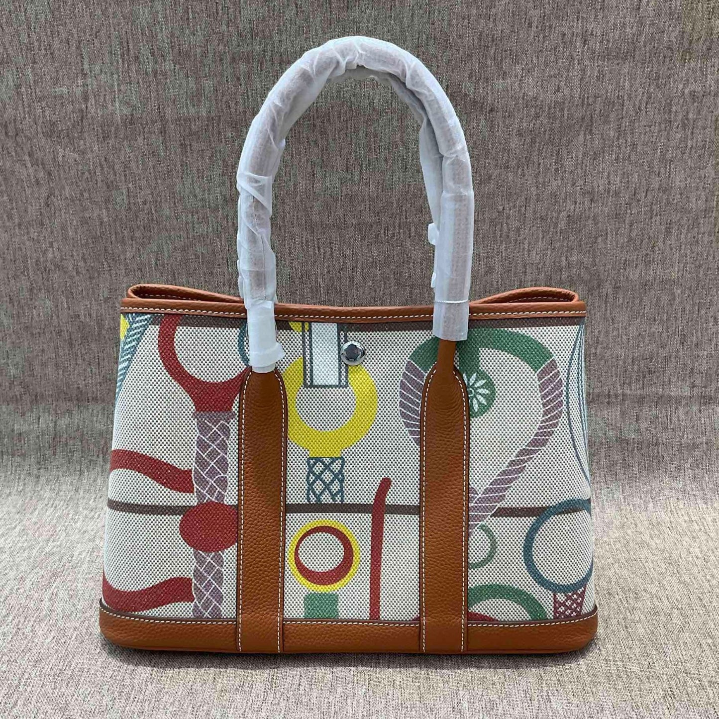 女包彩色腋下菜篮子牛皮拼帆布托特大容量撞色单肩双肩斜挎花园