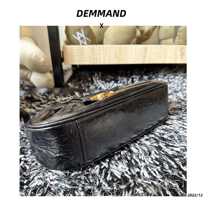 头层牛皮凯旋门真皮褶皱云朵包腋下包法棍包时尚百搭单肩手提包女