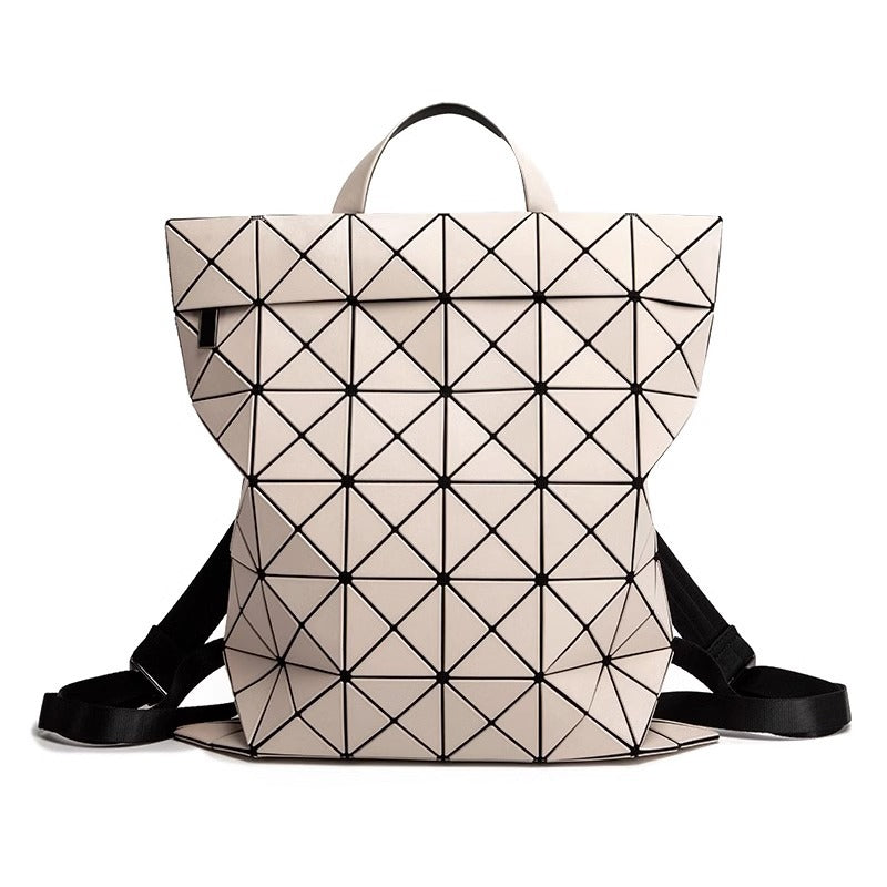 日韩新款男女通用几何菱格双肩包学生书包大容量电脑包旅行背包潮