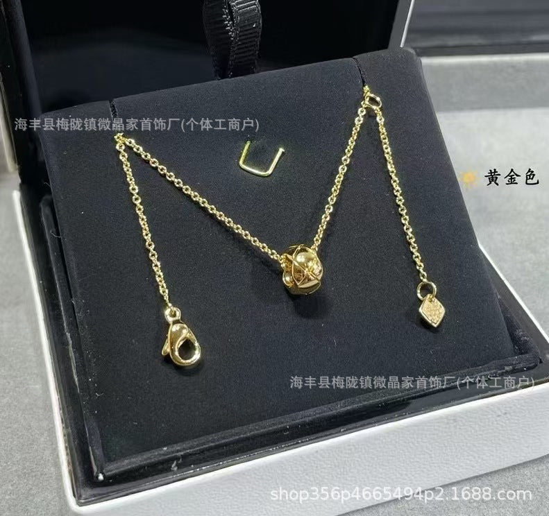 高版本coco菱格小金豆项链CNC精工版本S925银镀18K玫瑰金厂家直销