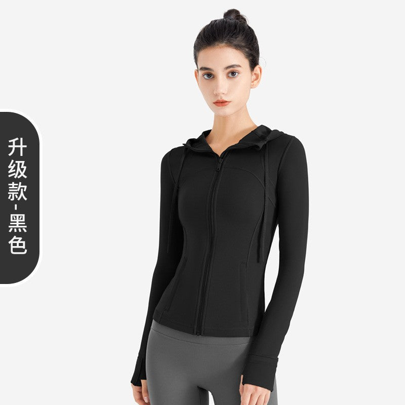 lulu运动外套女户外跑步连帽卫衣弹力透气DF瑜伽服长袖拉链上衣