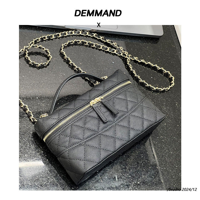 韩版洋气菱格链条手提单肩包女2025新款时尚百搭多功能双肩包女包