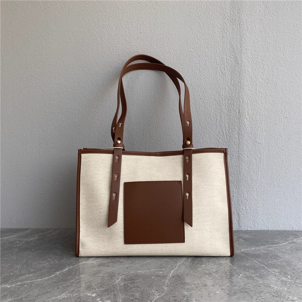 秋冬新款休闲时尚大空间ins潮百搭配牛皮托特包外贸出口欧美女包